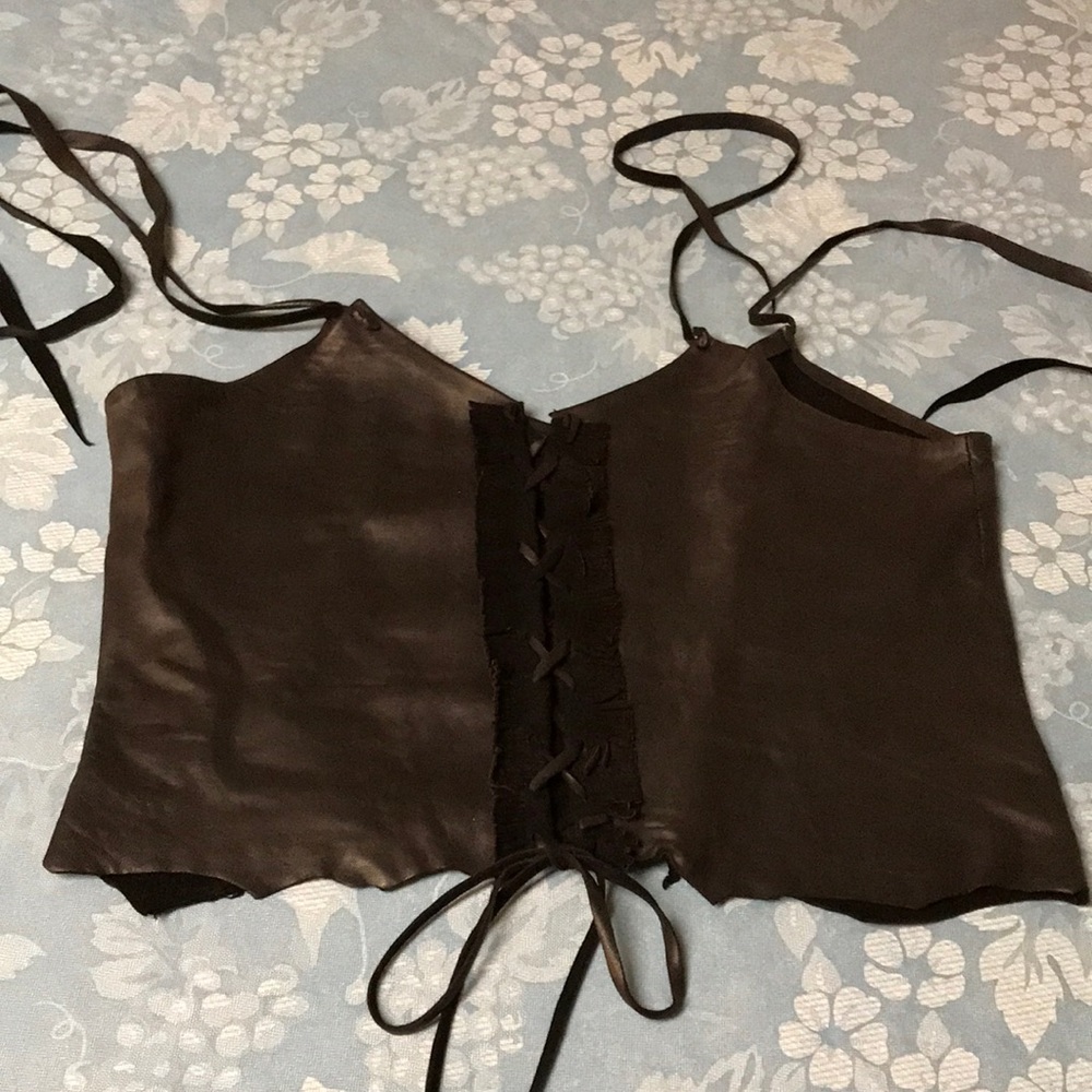 Vintage 80s black leather tank top